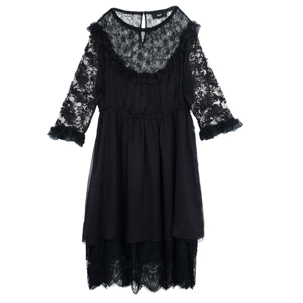 Pre Owned D&amp;G Black Lace &amp; Silk Dress L