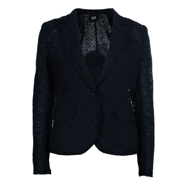 Pre Owned D and G Black Lace Single Breasted Blazer S