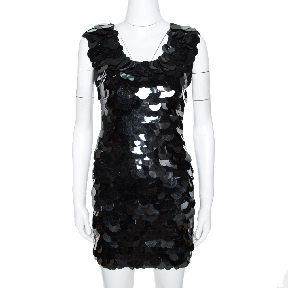 

D&G Black Oversized Sequin Embellished Wool Sleeveless Dress