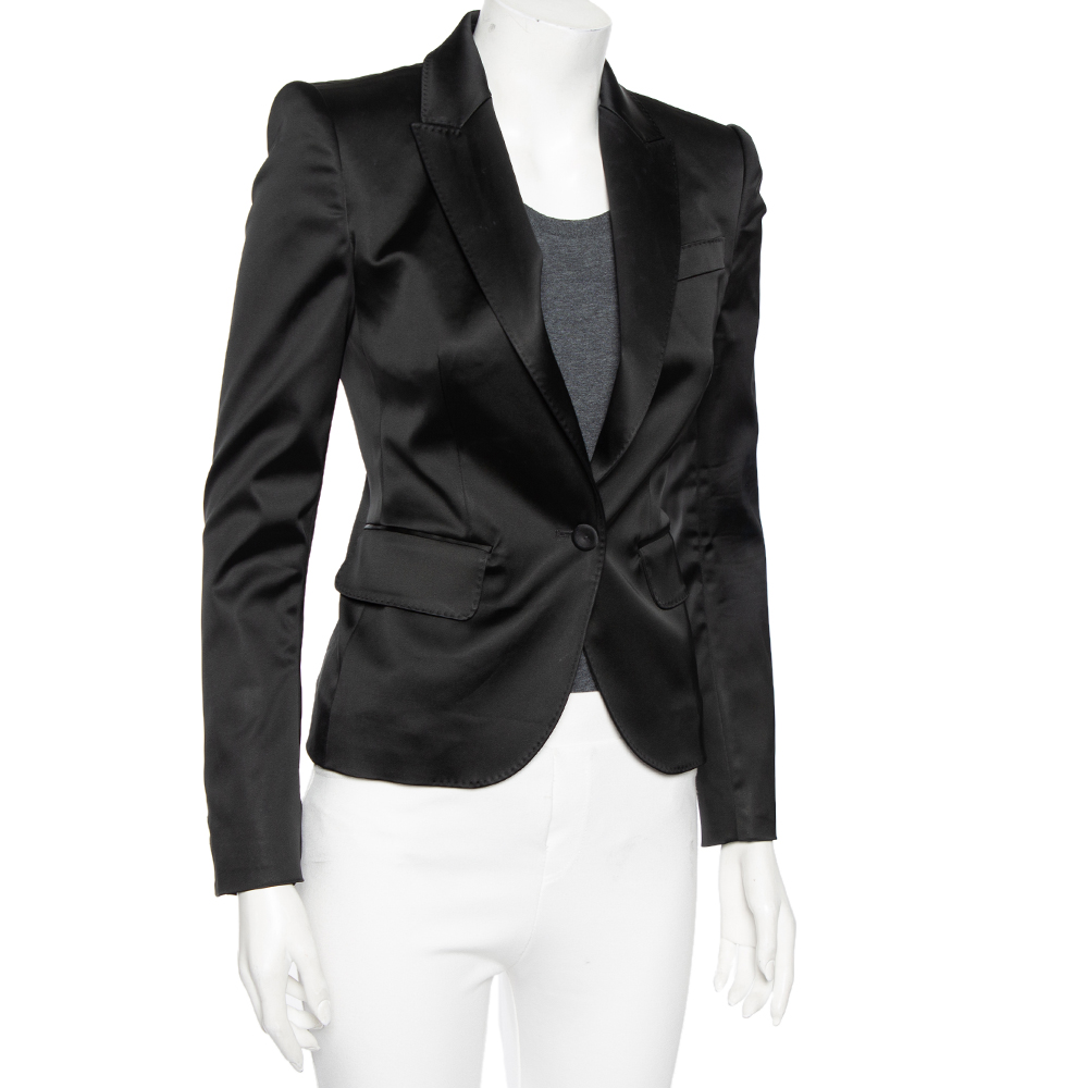 

D&G Black Satin Single Breasted Blazer