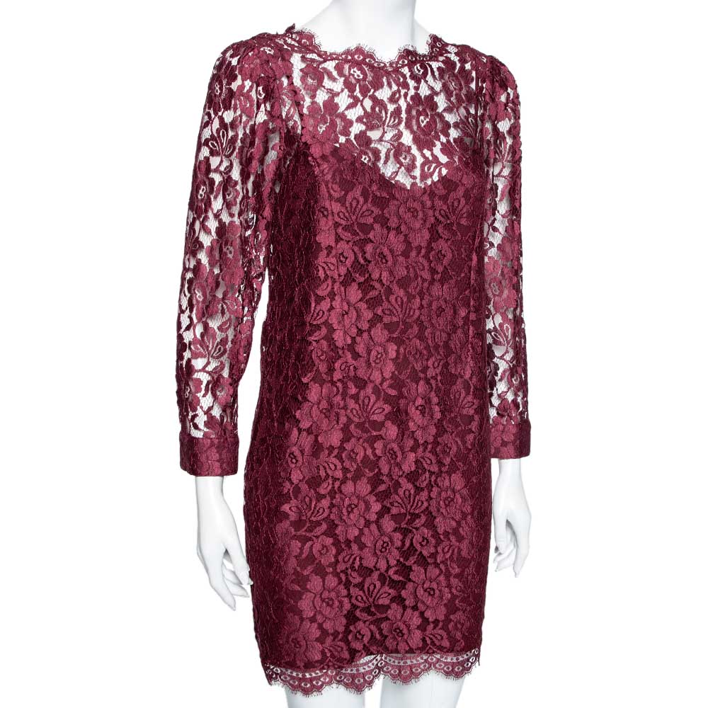 

D&G Burgundy Lace Shift Mini Dress