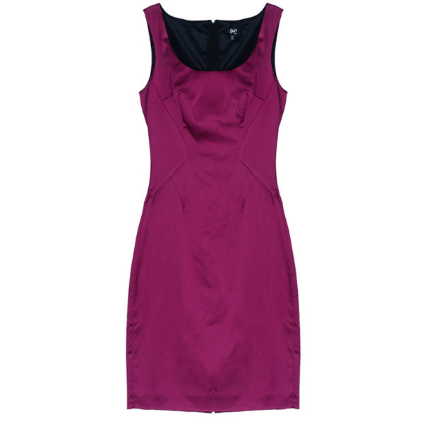 Pre Owned D and G Fuschia Sleeveless Satin Cocktail Dress M