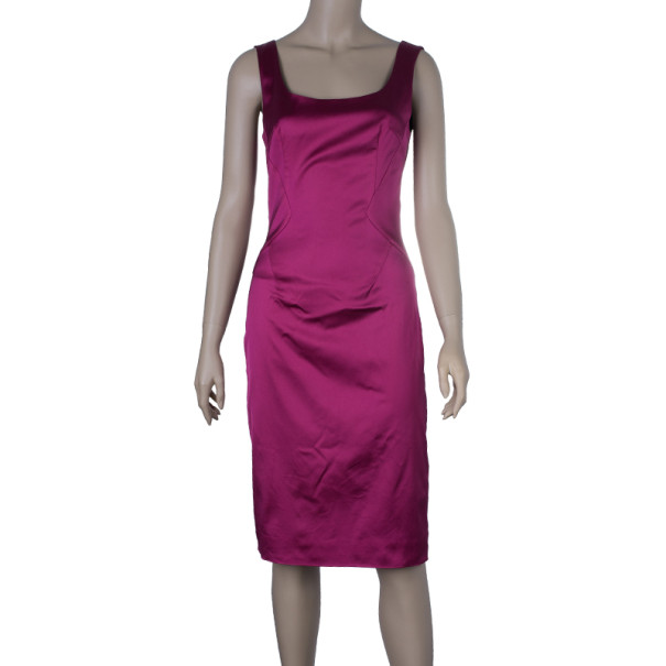 

D and G Fuschia Sleeveless Satin Cocktail Dress, Pink