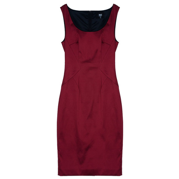 Pre Owned D and G Red Satin Sleeveless Cocktail Dress M