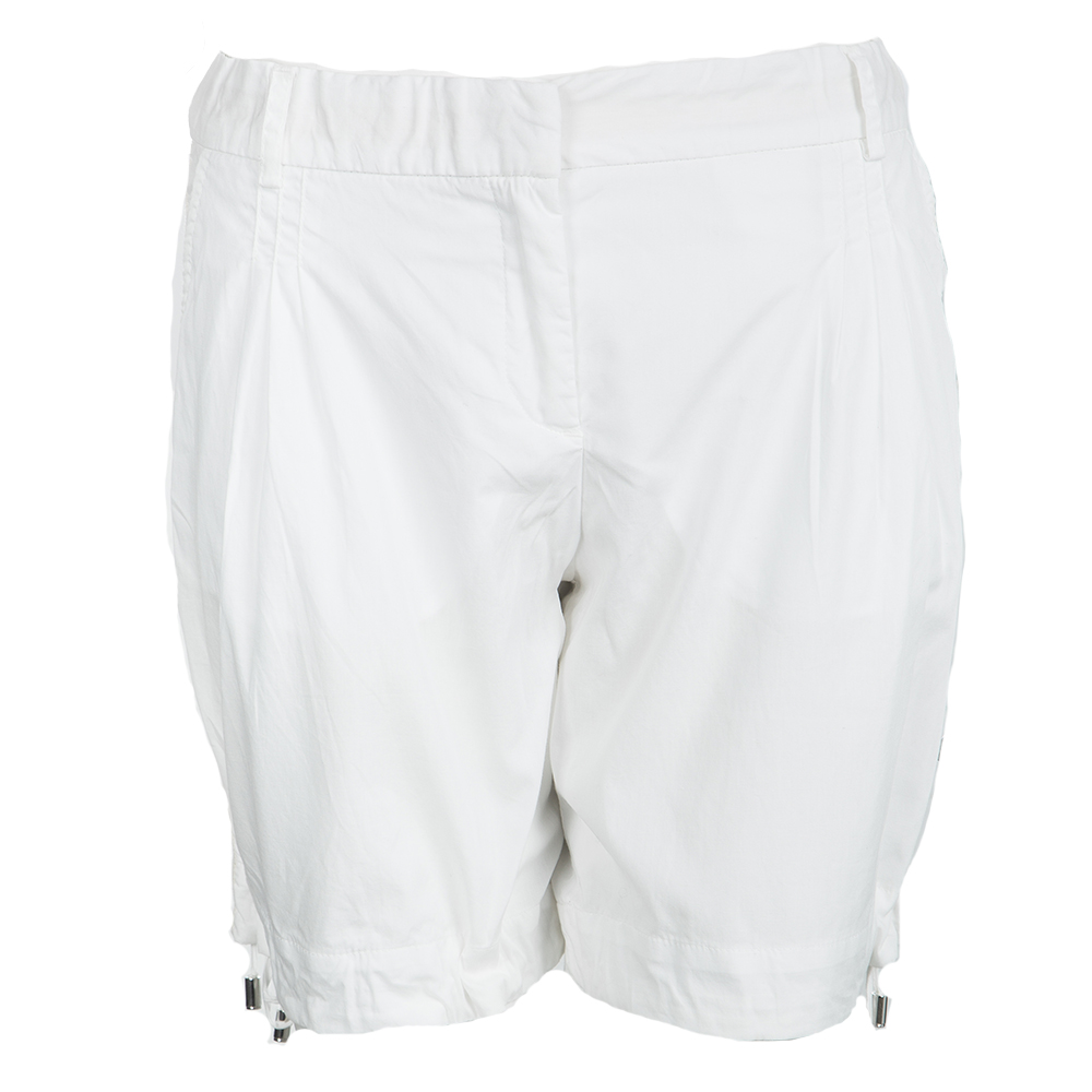 D&G White Cotton Drawstring Detail Shorts S
