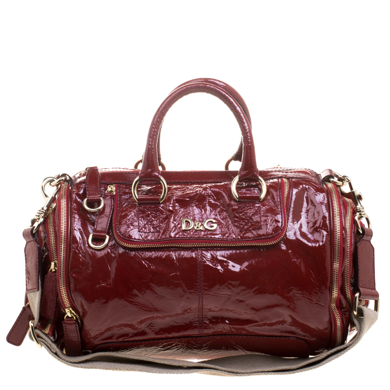 D & G Red Patent Leather Emy Satchel