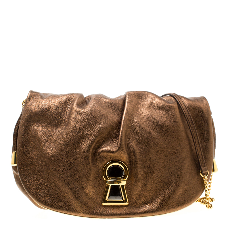 D & G Bronze Leather Vlada Shoulder Bag