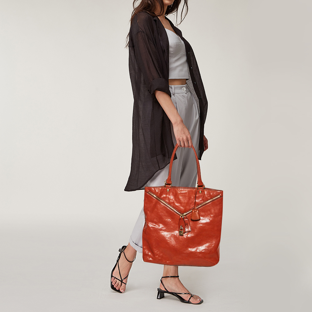 

DandG Orange Leather Micol Tote