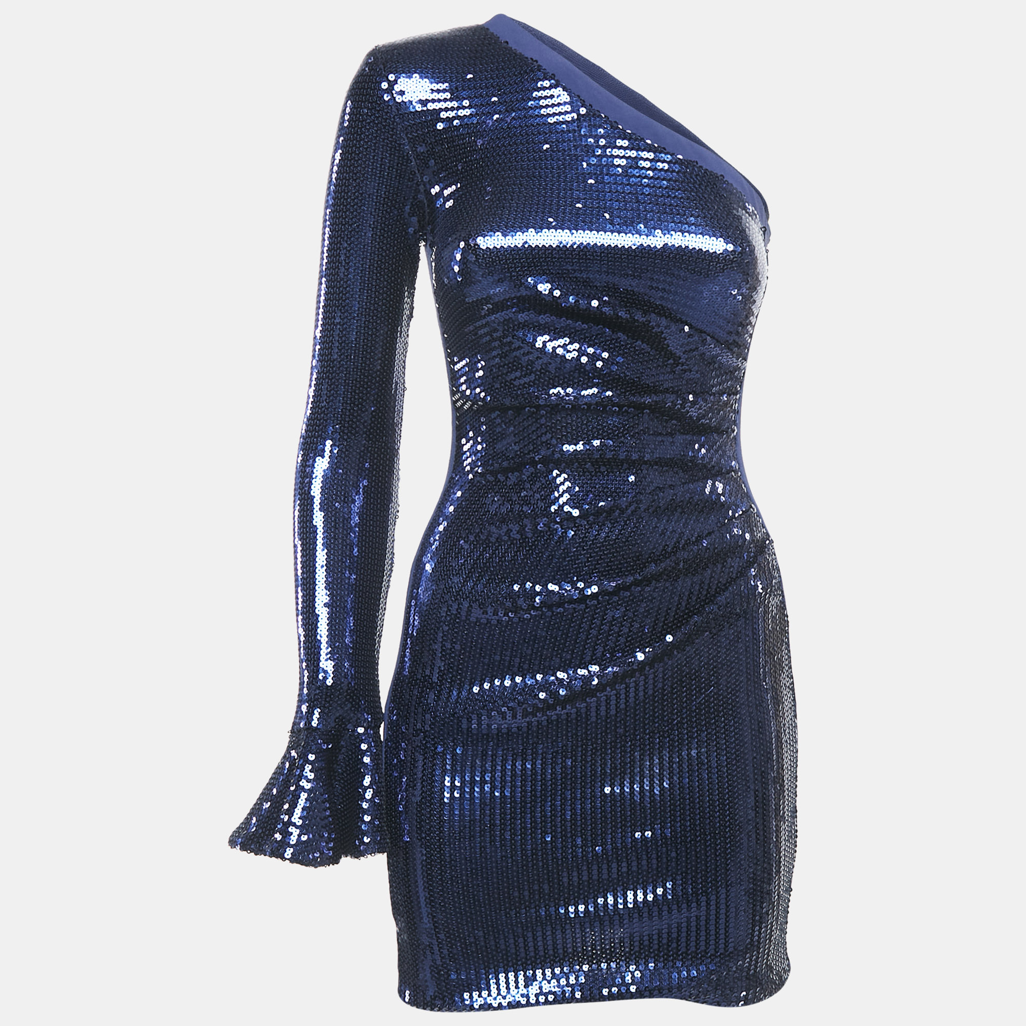 

David Koma Sequin One Shoulder Mini Dress S, Blue