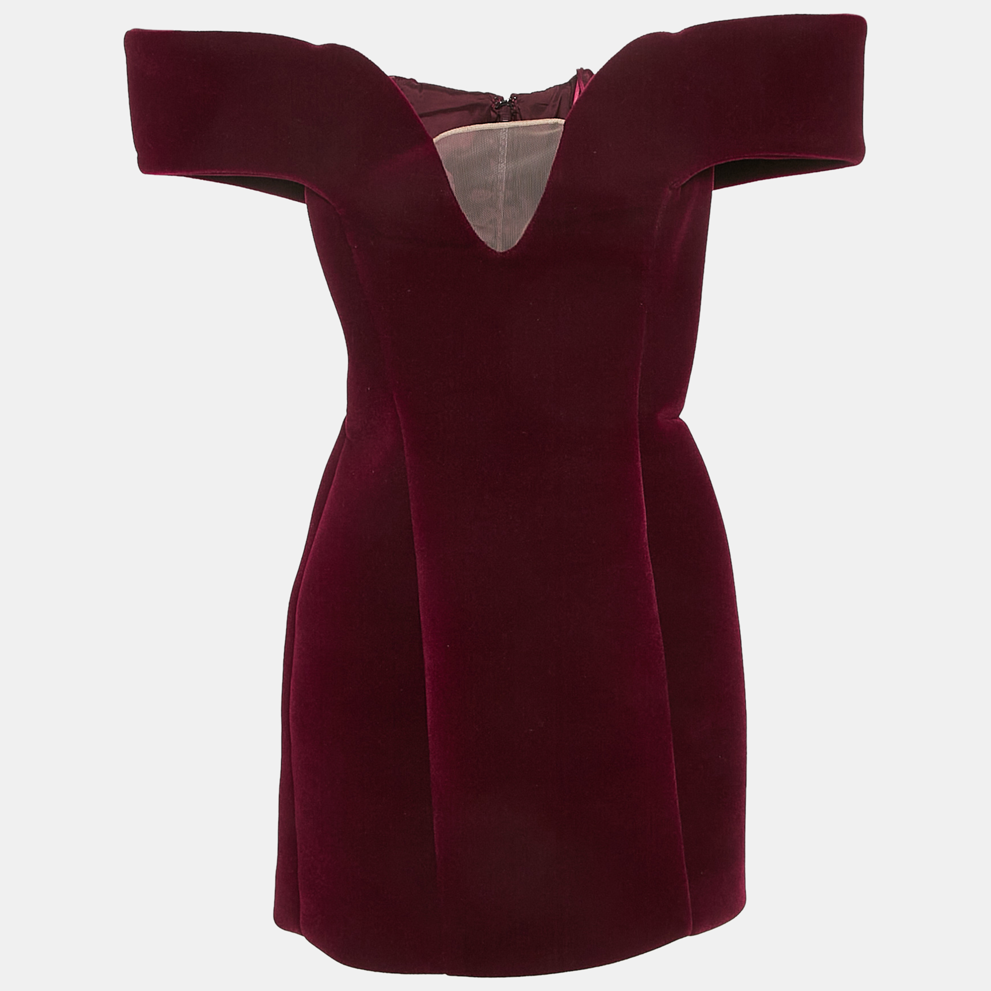 

David Koma Red Velvet Off-Shoulder Mini Dress S