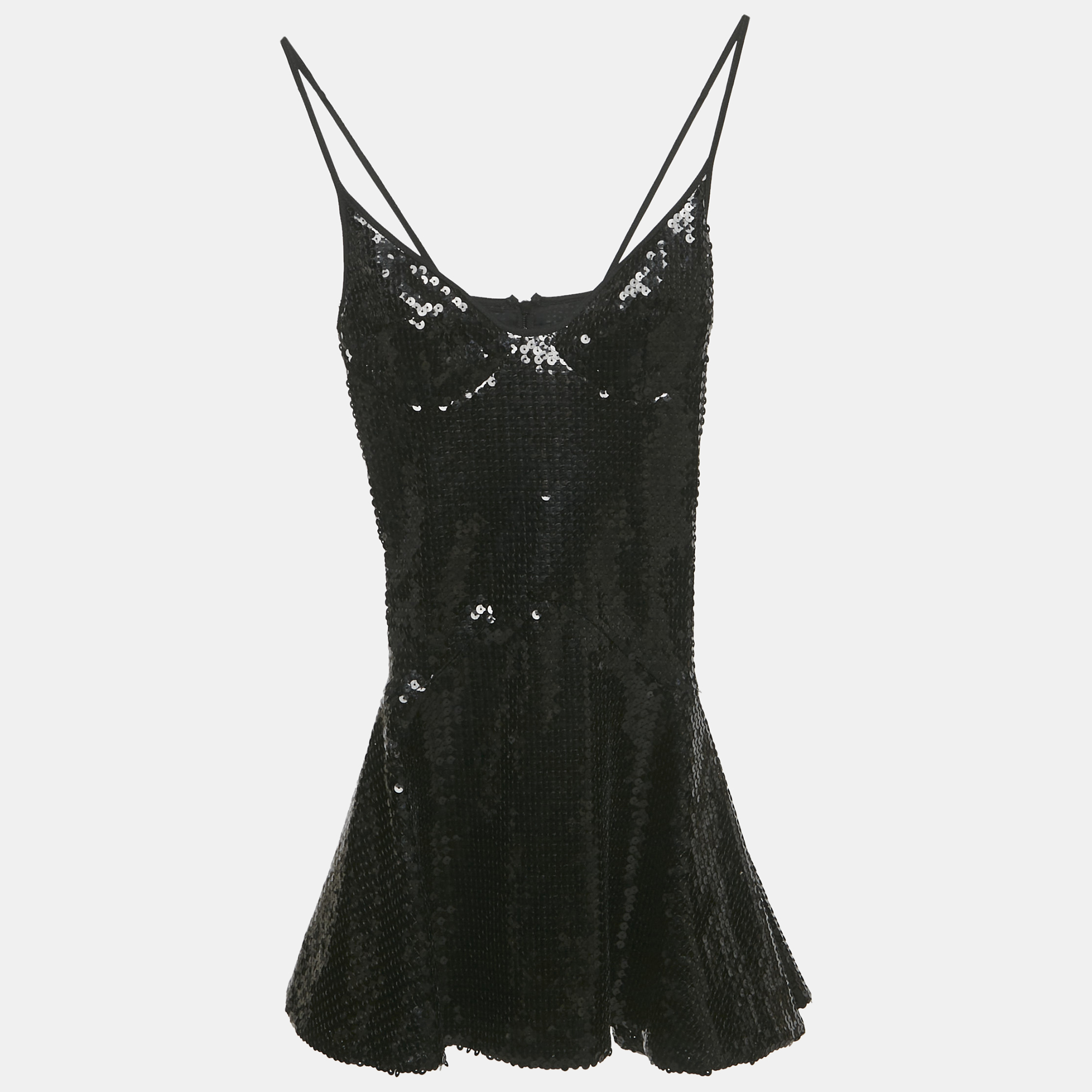 

David Koma Black Sequin Mini Dress XS