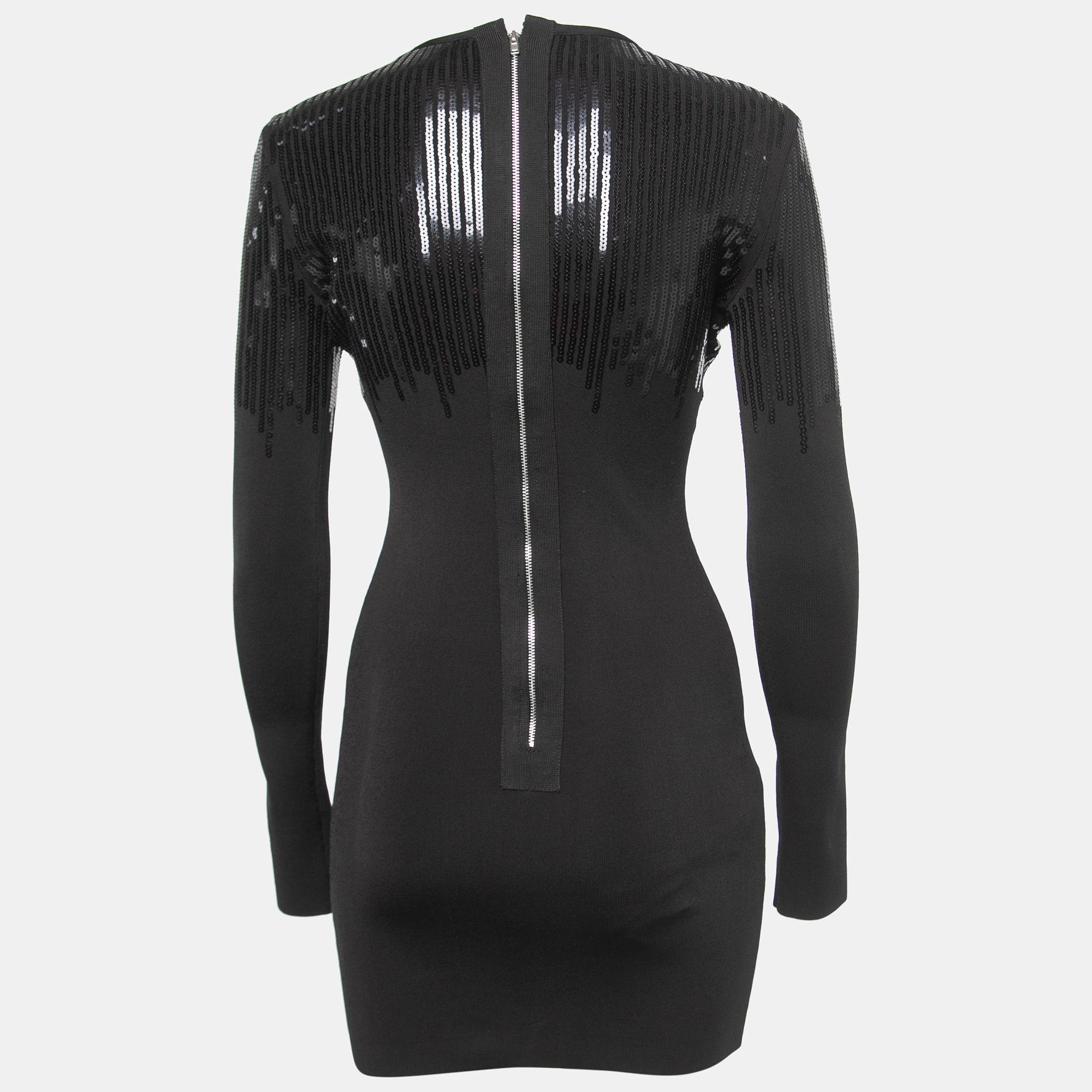

David Koma Black Sequined Stretch Knit Mini Dress