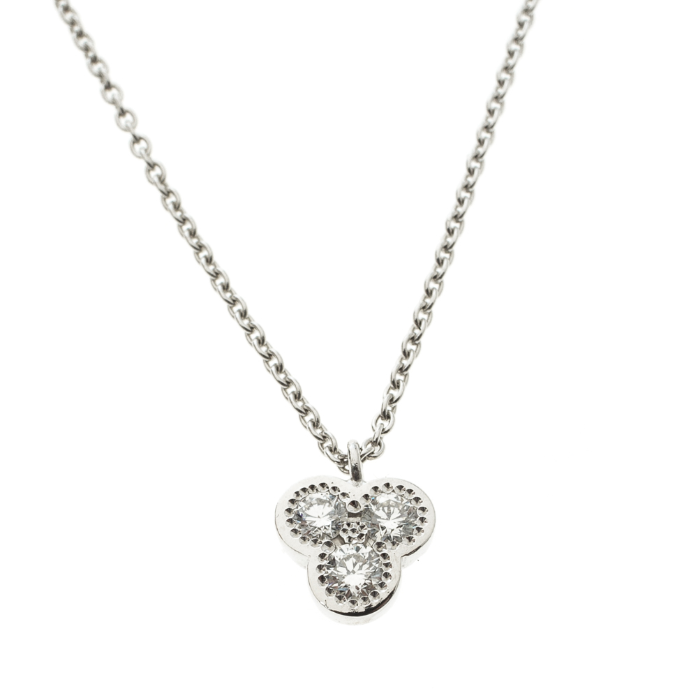 De Beers Diamond & 18k White Gold Pendant Necklace
