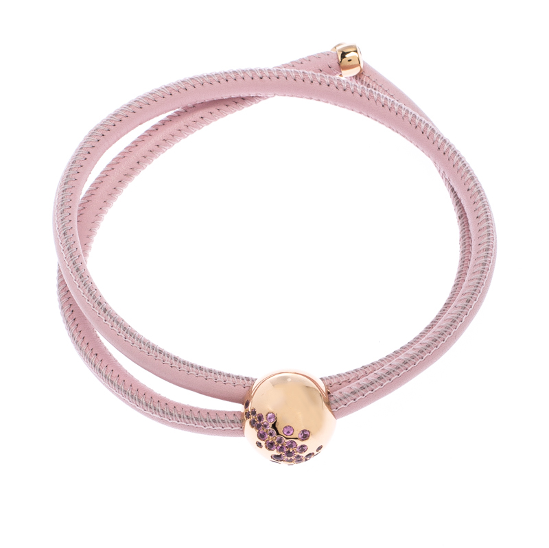 

De Grisogono Pink Sapphire 18k Rose Gold Leather Cord Bracelet