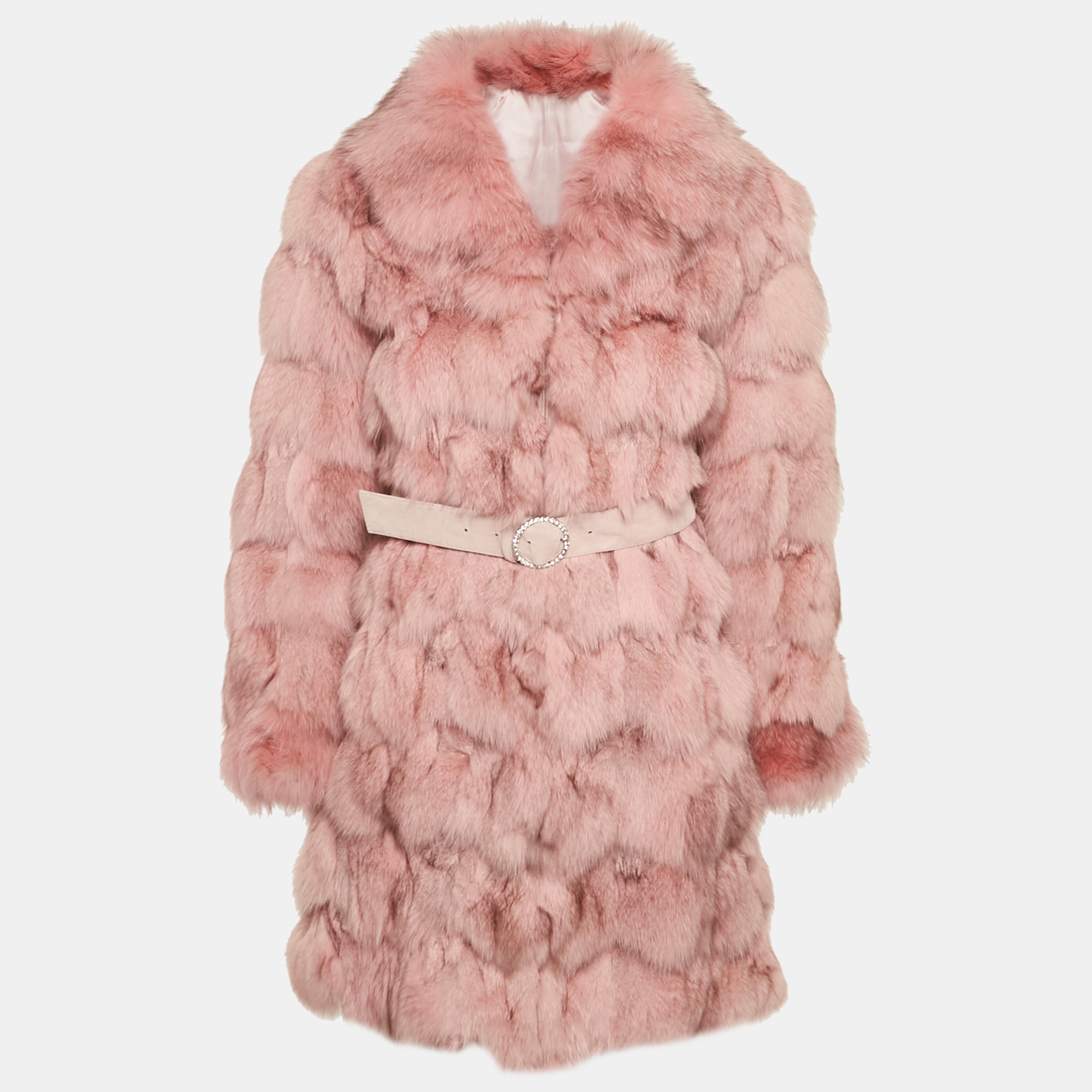 

Deanna Pink Real Fur Belted Jacket S/M