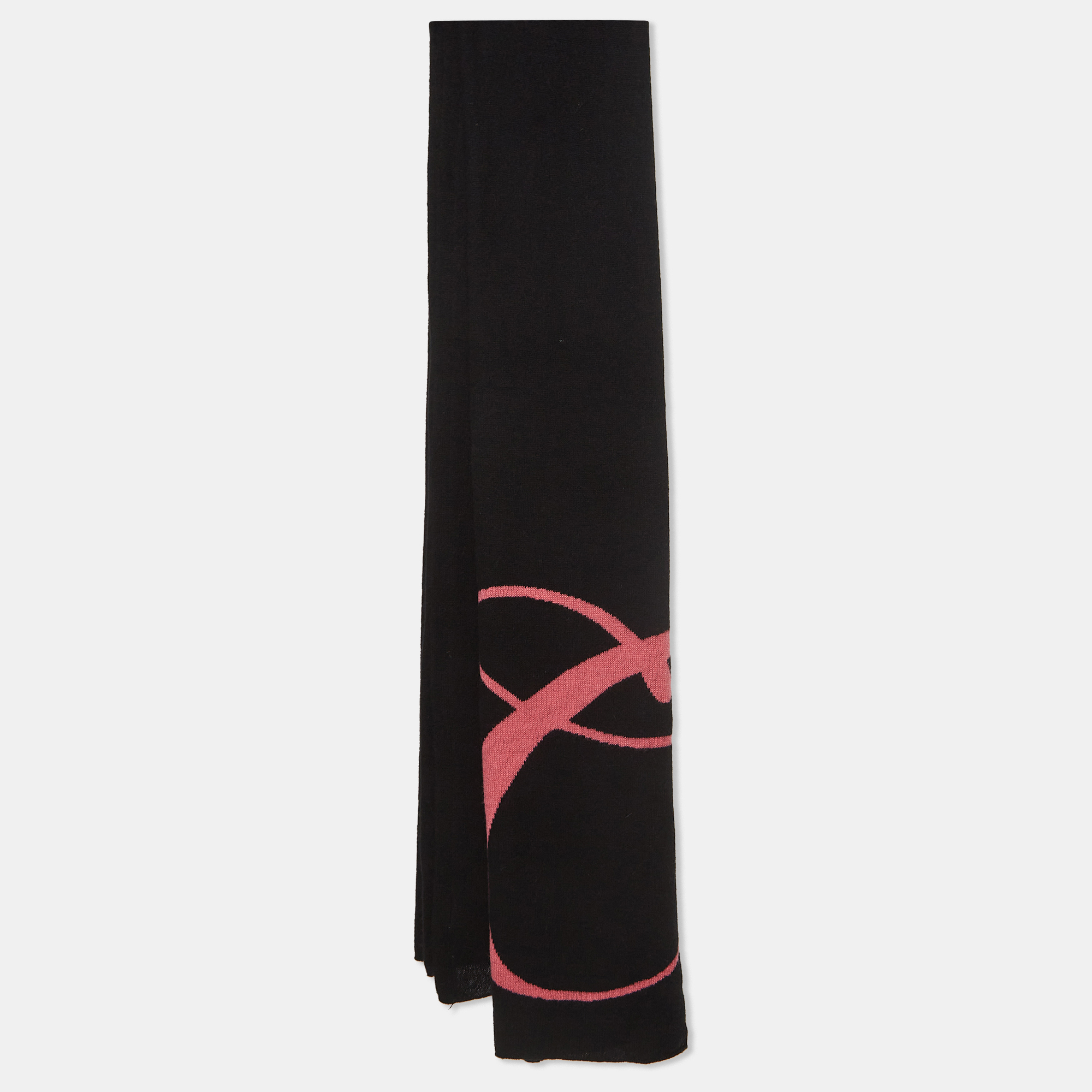 Pre-owned Dee Ocleppo Back Cashmere Monogrammed Shawl In Black