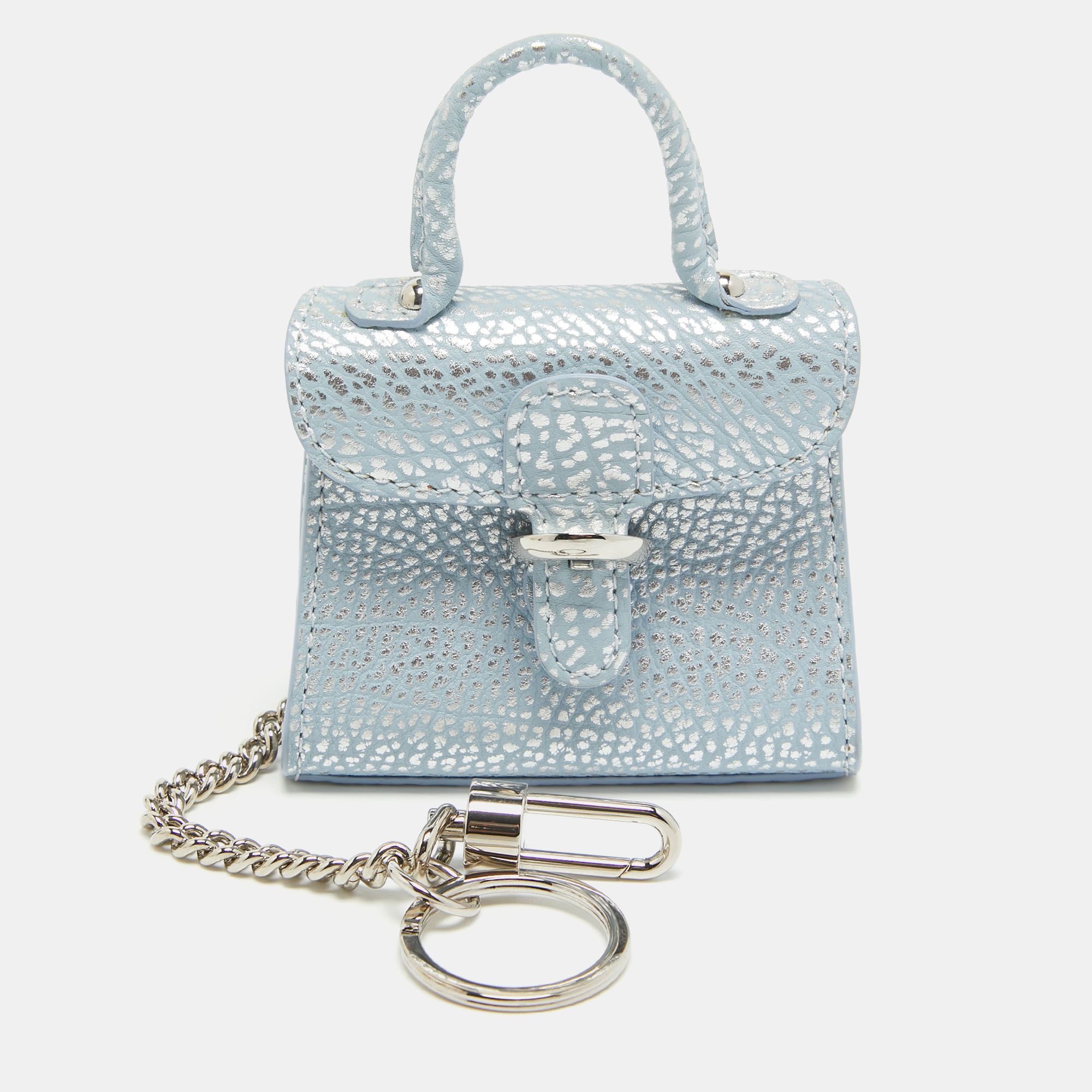 Pre-owned Delvaux Blue/silver Leather Brilliant Bag Charm