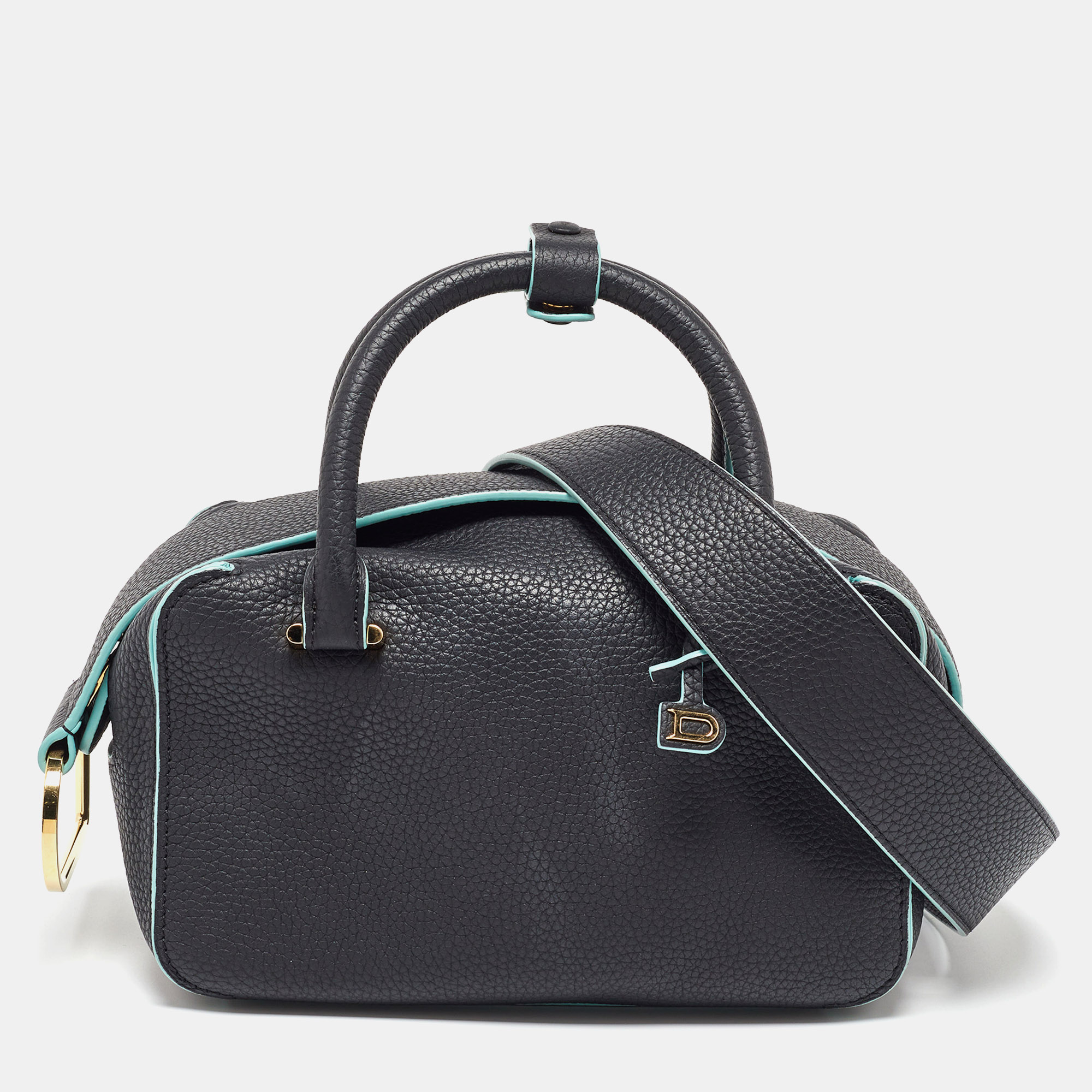 

Delvaux Black Leather Mini Cool Box Shoulder Bag