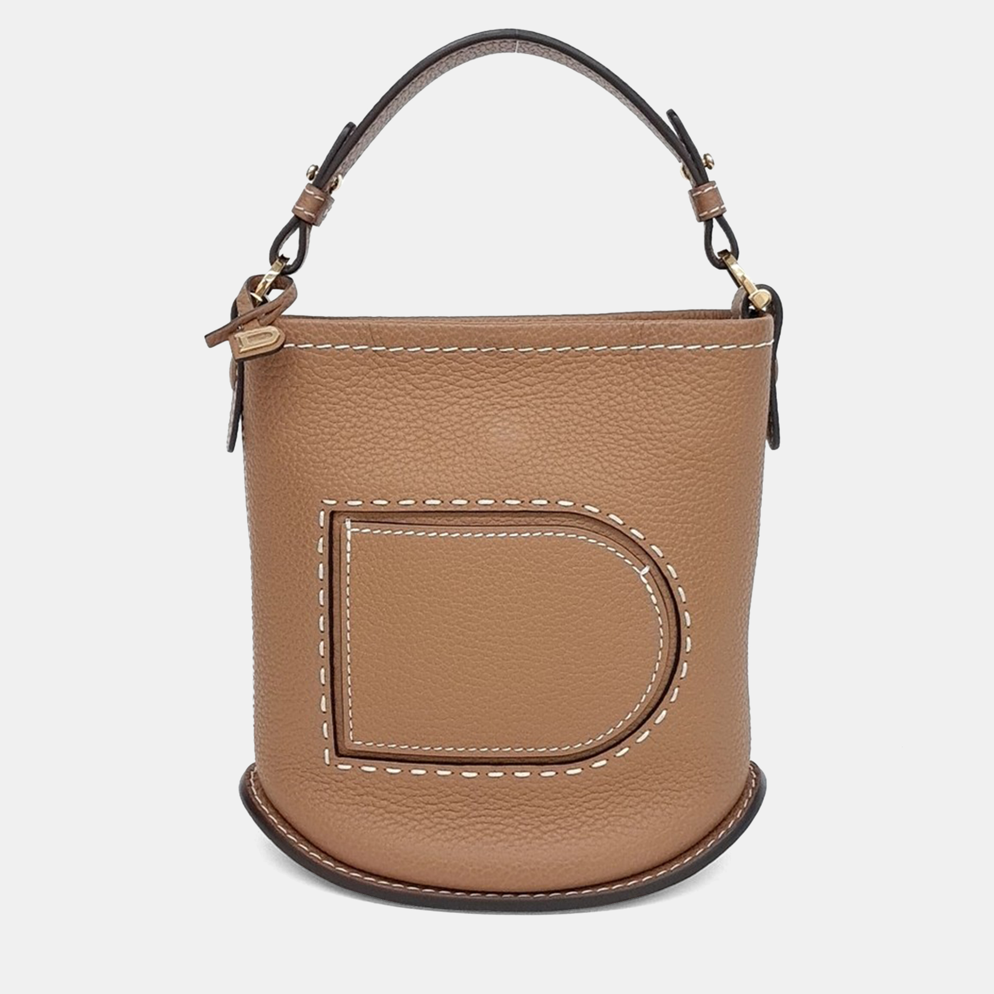 

Delvaux Brown Leather Pin Mini Bucket Bag