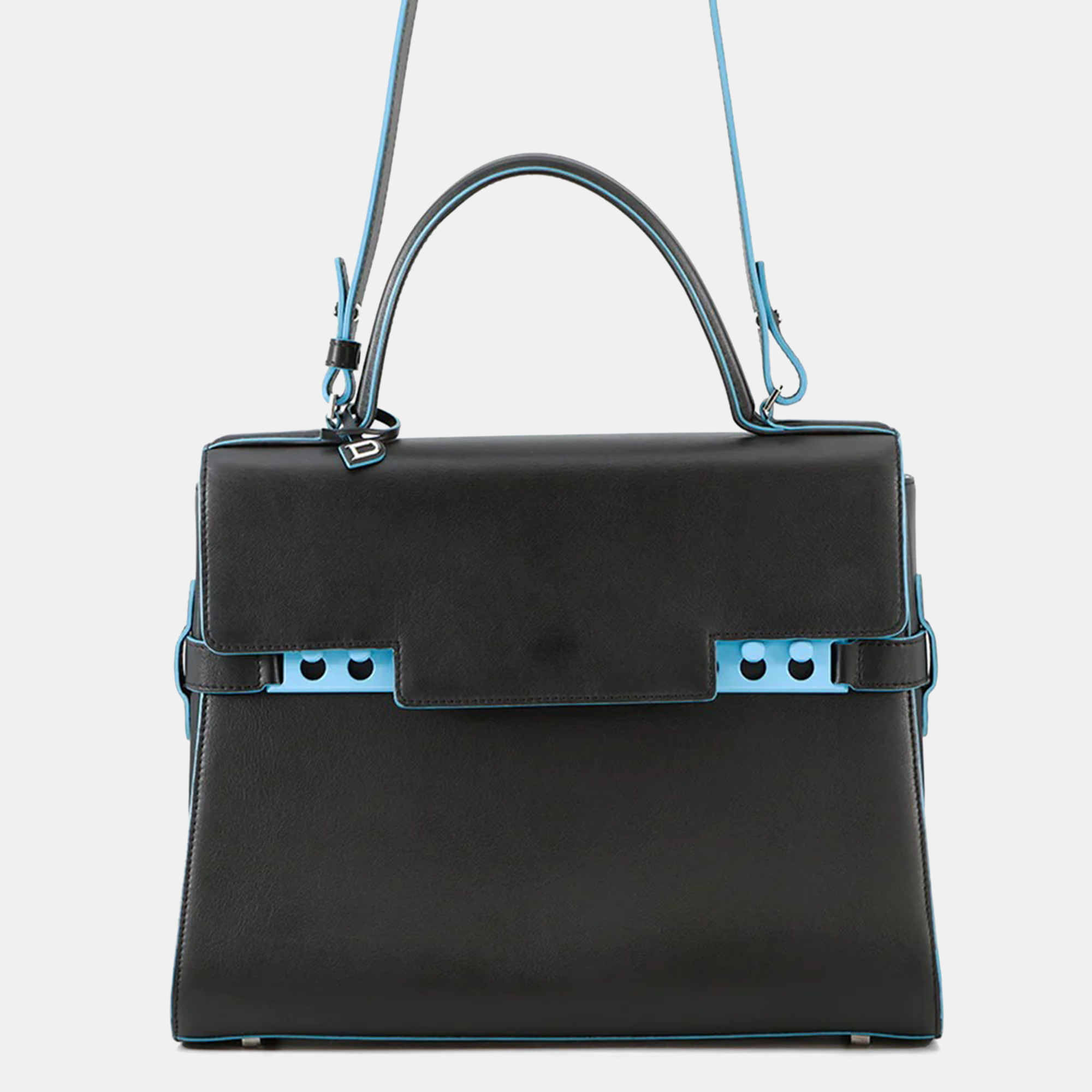 

Delvaux Tempe 2Way Bag Black/Light Blue Leather Size GM