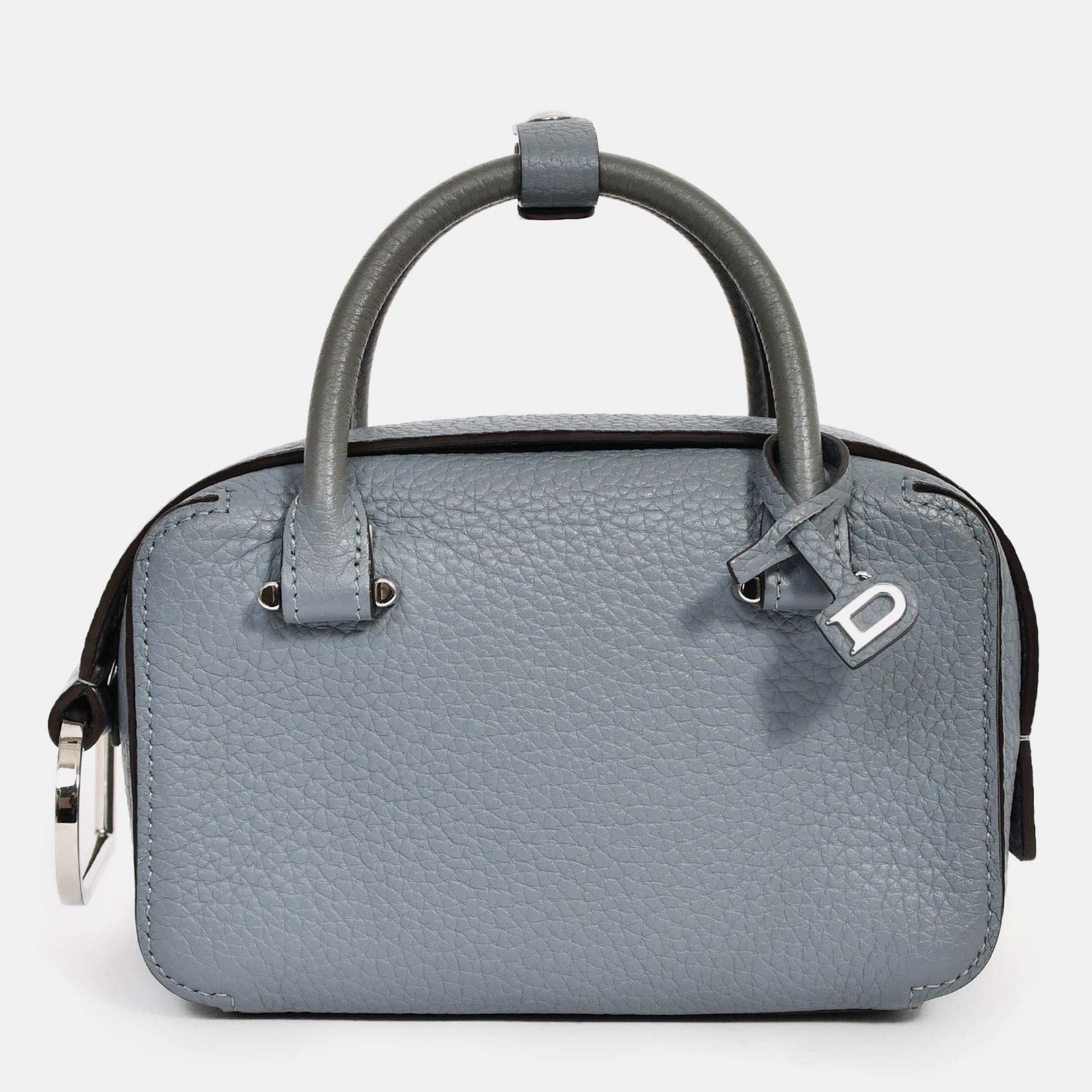 

Delvaux Blue Grained Leather 'Cool Box' Nano Top Handle