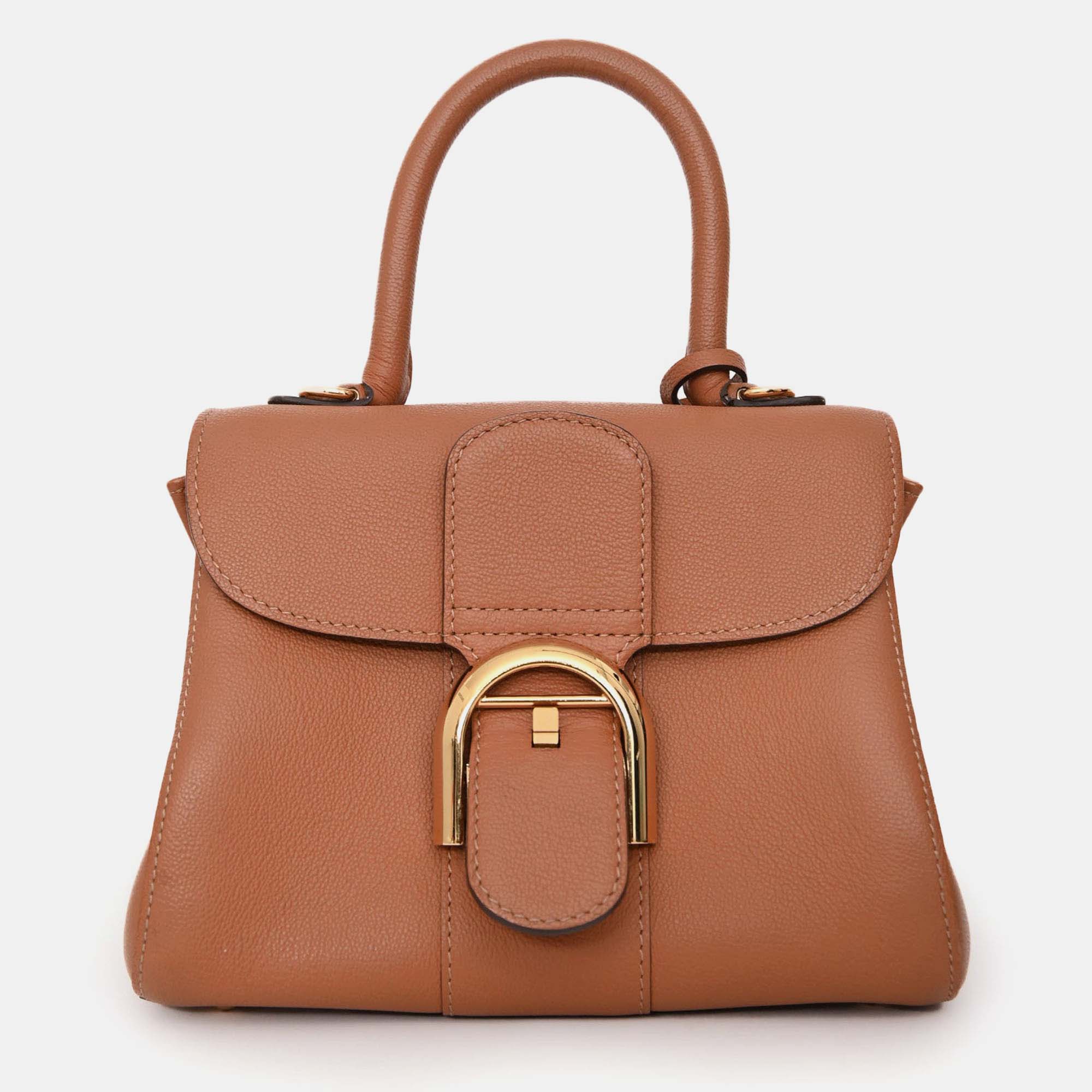 

Delvaux Brown Calf Leather Brillant Mini Bag GHW with Strap