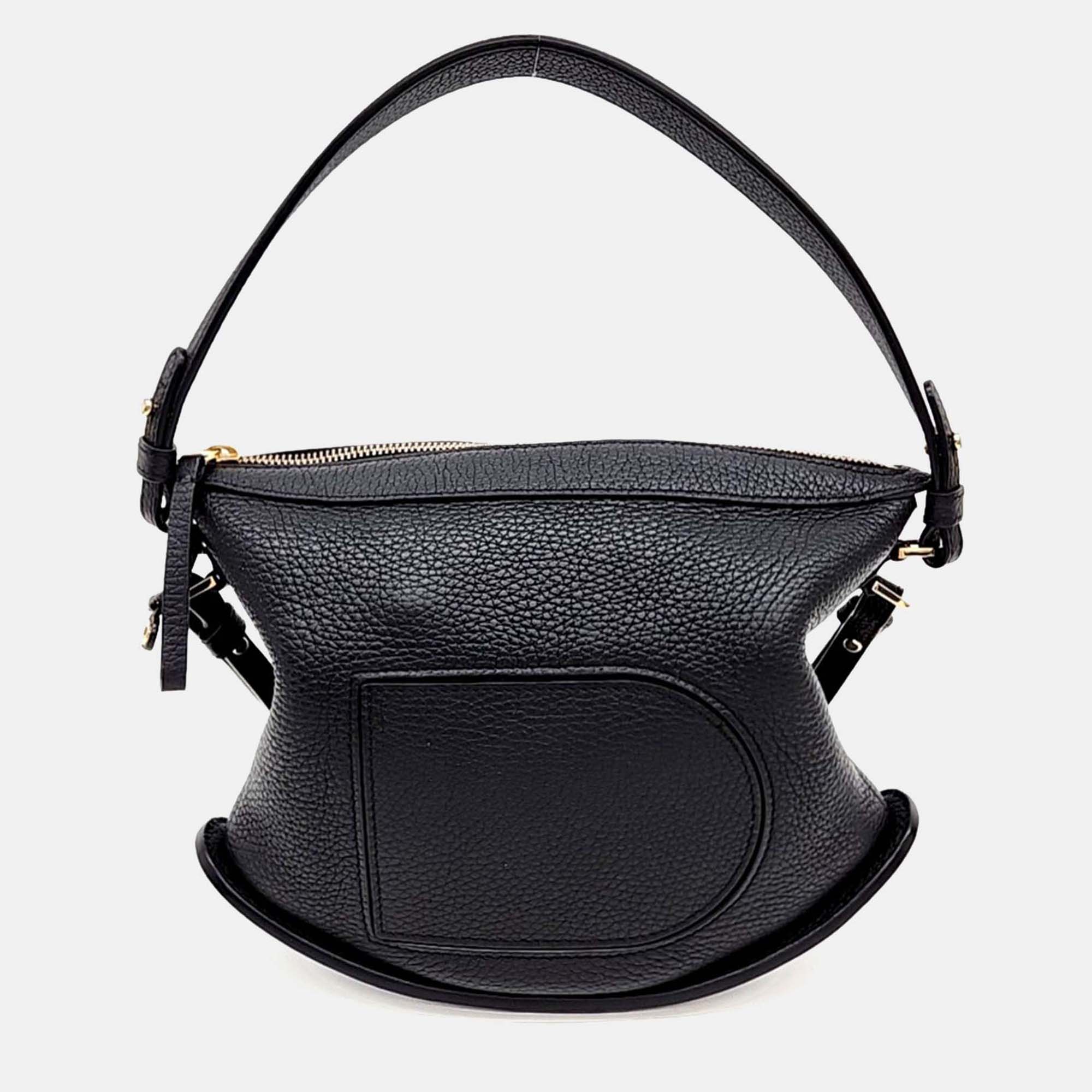 

Delvaux Black Leather Pin Swing Tote And Shoulder Bag