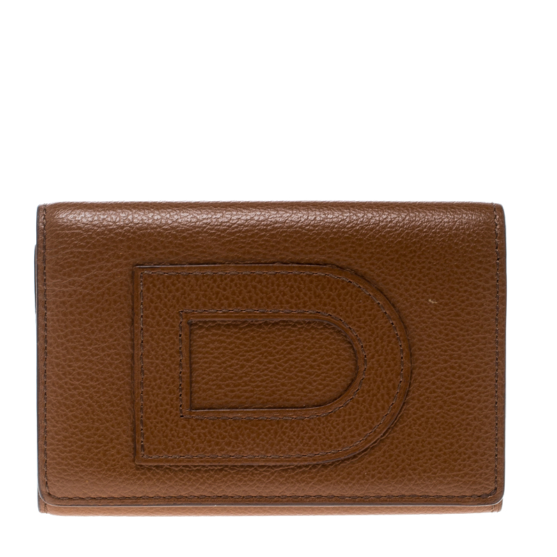 Pre Owned Delvaux Brown Leather Card Holder Wallet