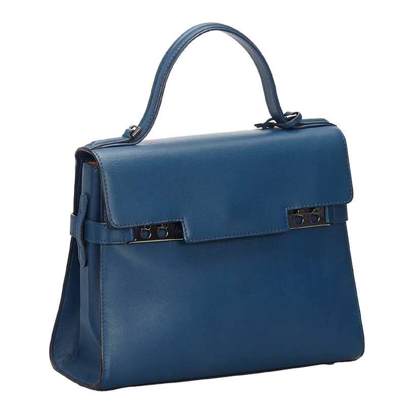 

Delvaux Blue Leather Tempete MM Satchel