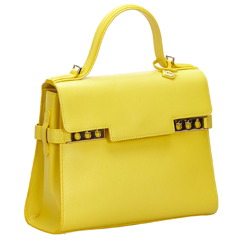 

Delvaux Yellow Leather Tempete Medium Satchel