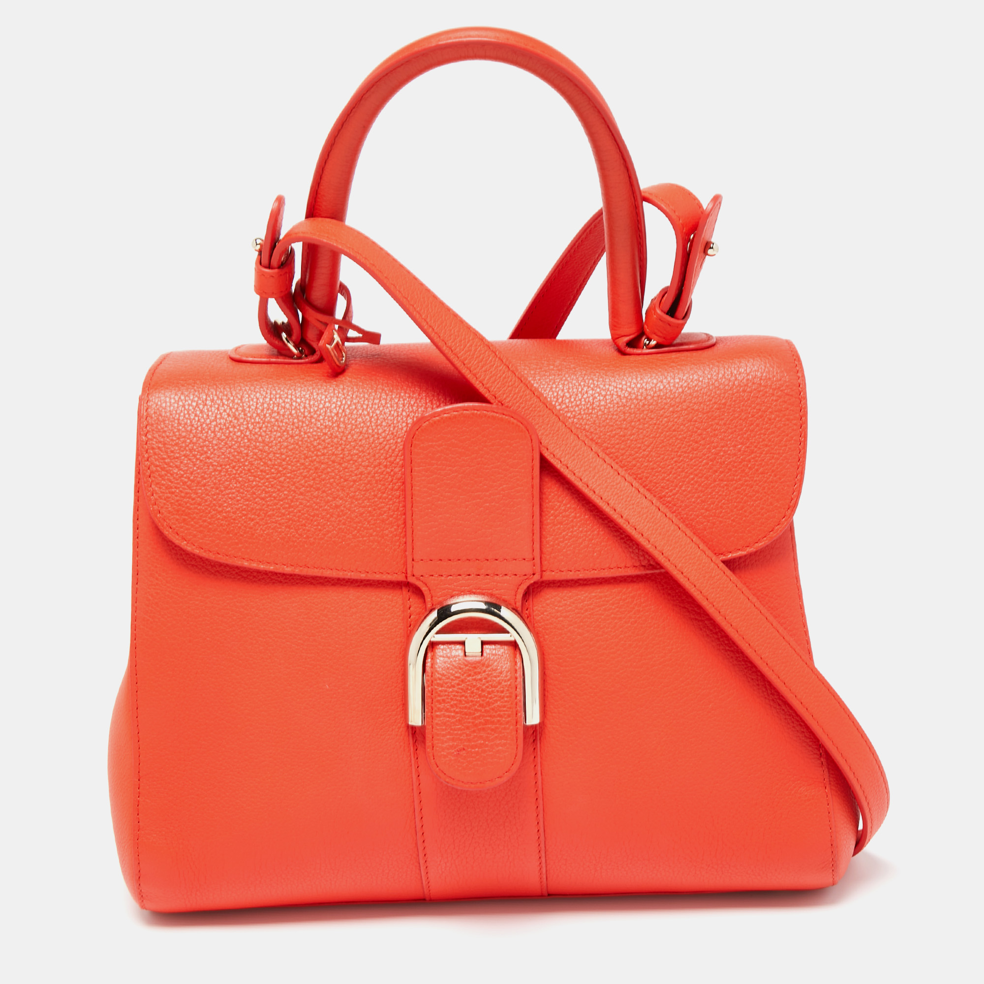 Delvaux Lé Brillant MM - Orange Handle Bags, Handbags - DVX22639