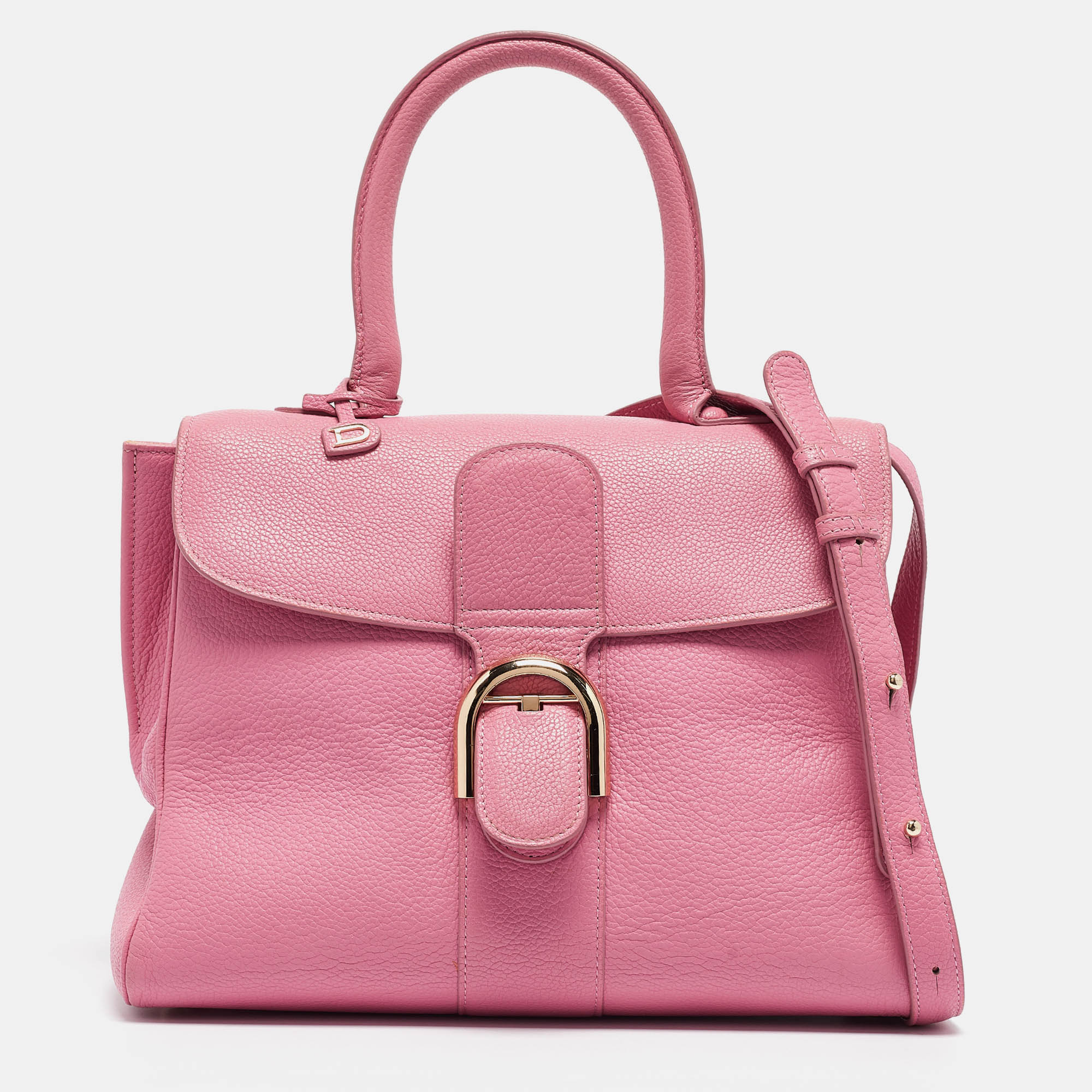 

Delvaux Pink Leather Brillant MM Top Handle Bag