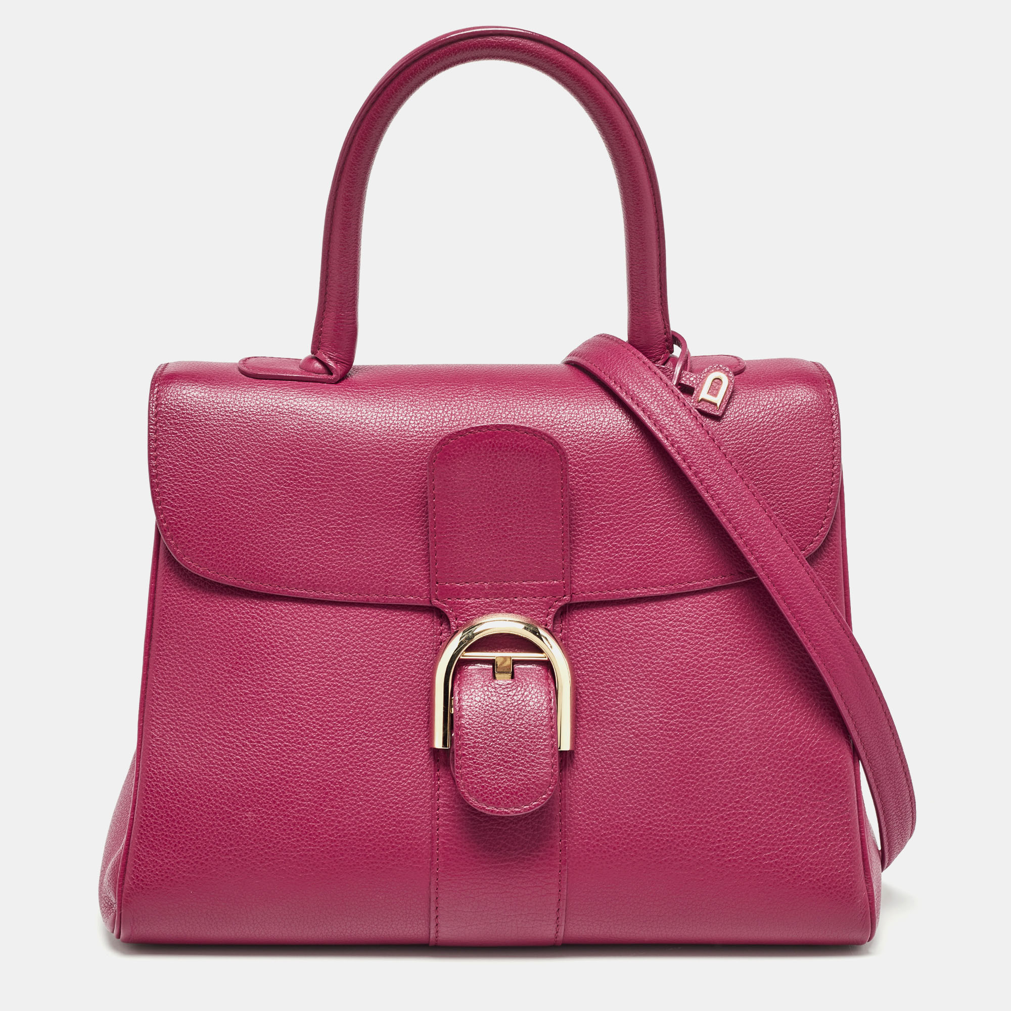 Berry Leather Brillant Sellier MM Top Handle Bag