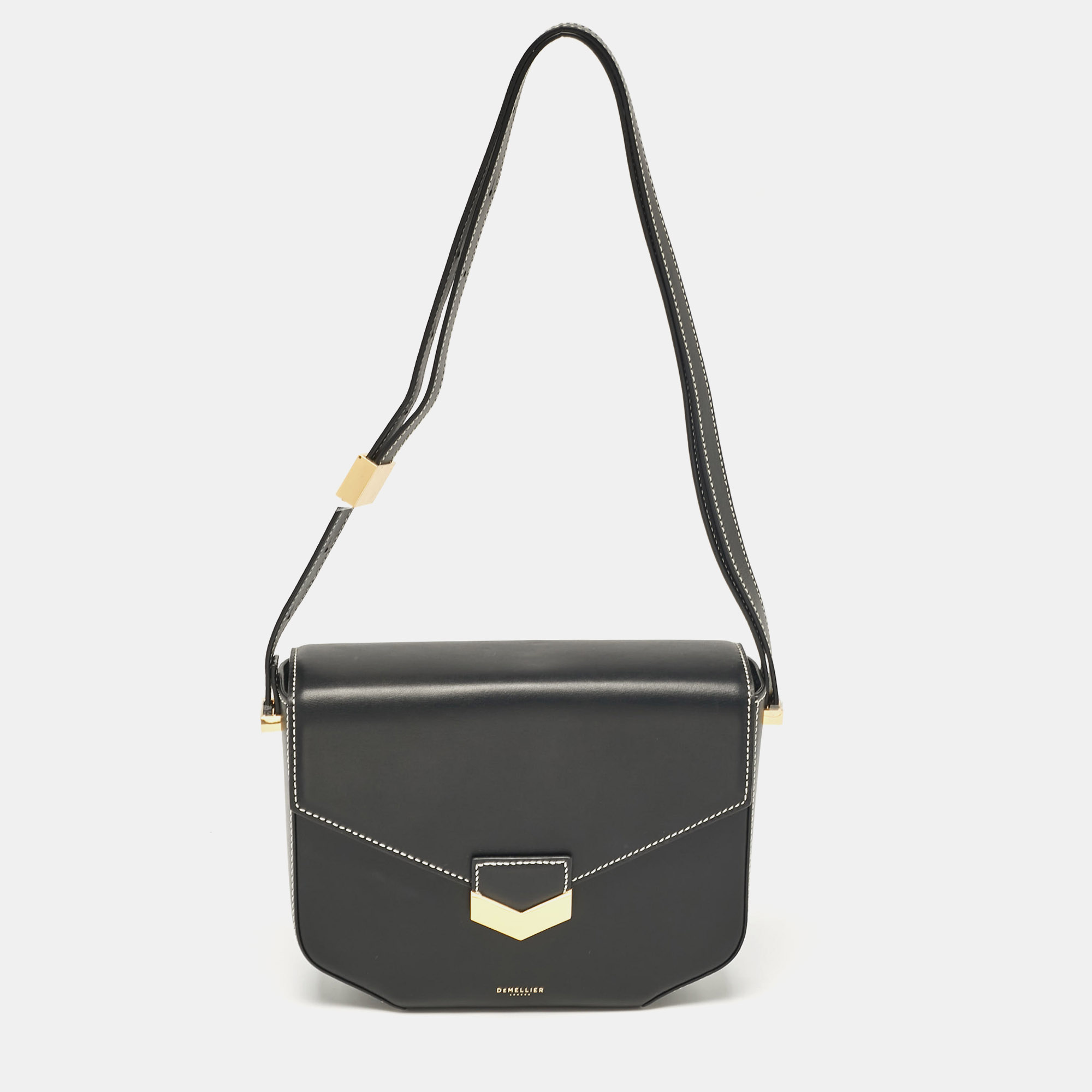 Pre-owned Demellier Black Leather Flap Crossbody Bag