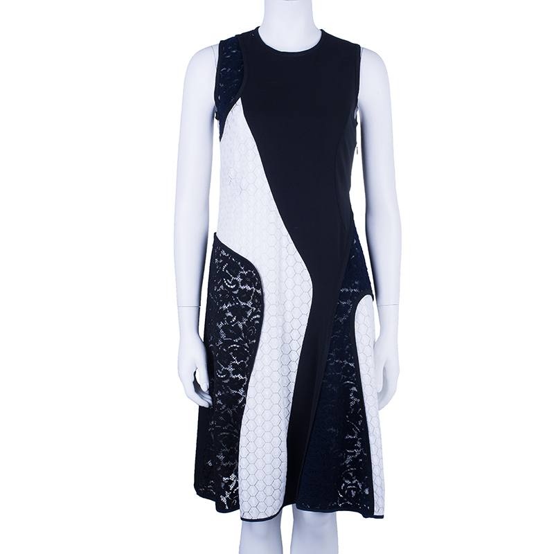 

Derek Lam Mixed Lace And Jersey Crepe Paneled Dress, Navy blue