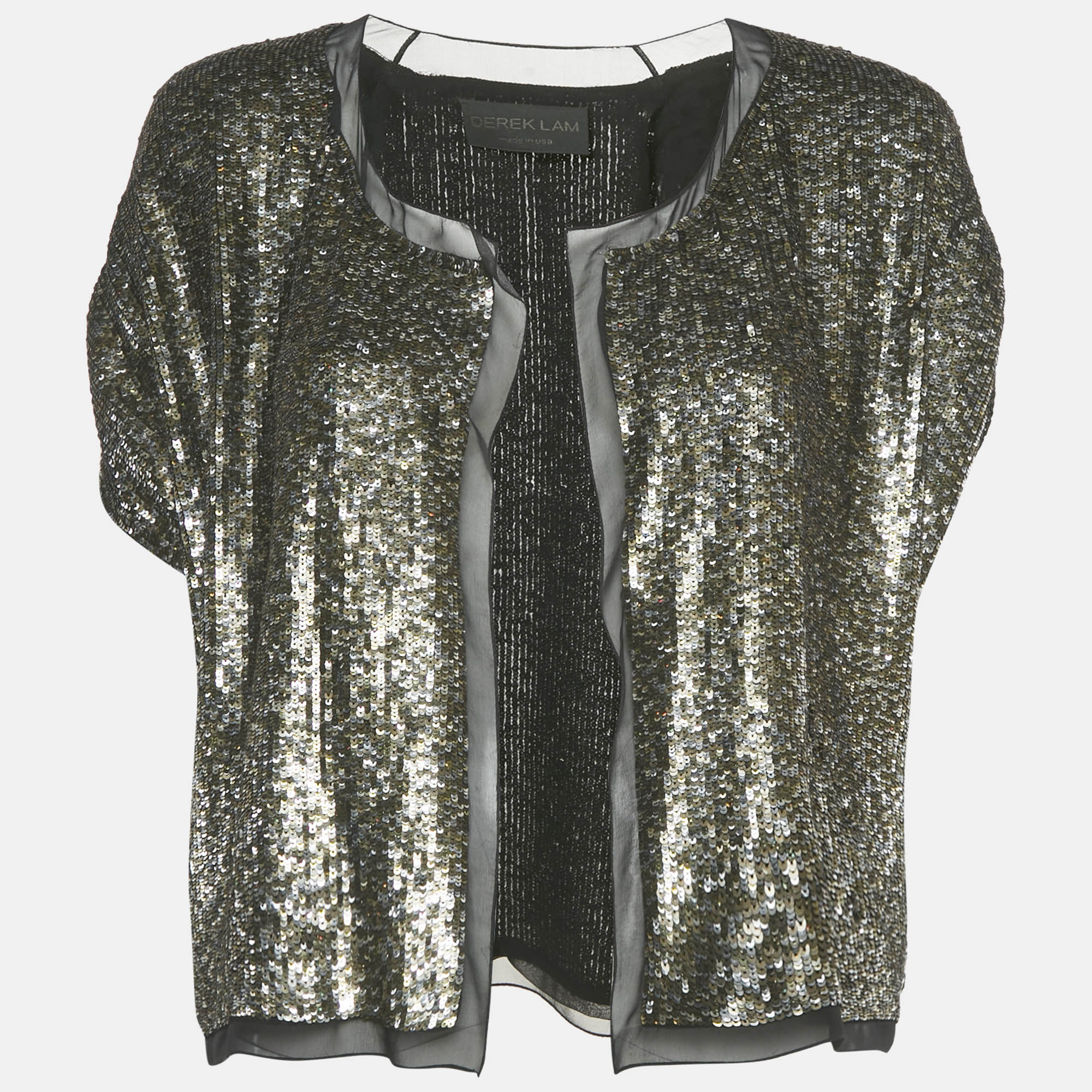 

Derek Lam Metallic Sequin Embellished Silk Bolero M