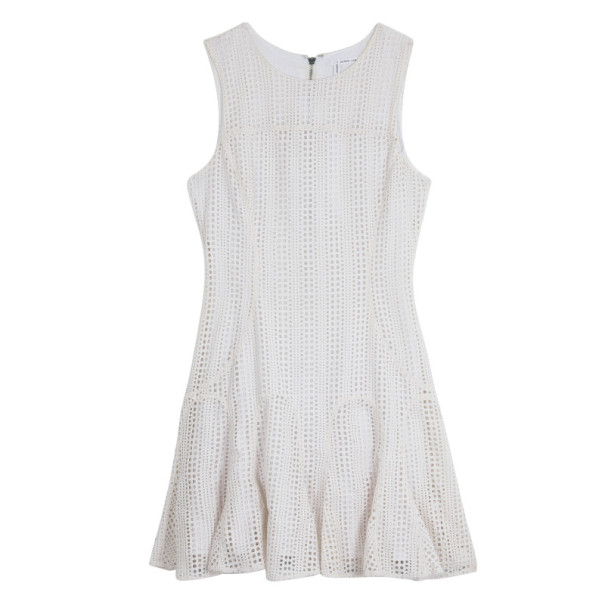 10 Crosby Derek Lam Crochet White Tulip Hem Dress M