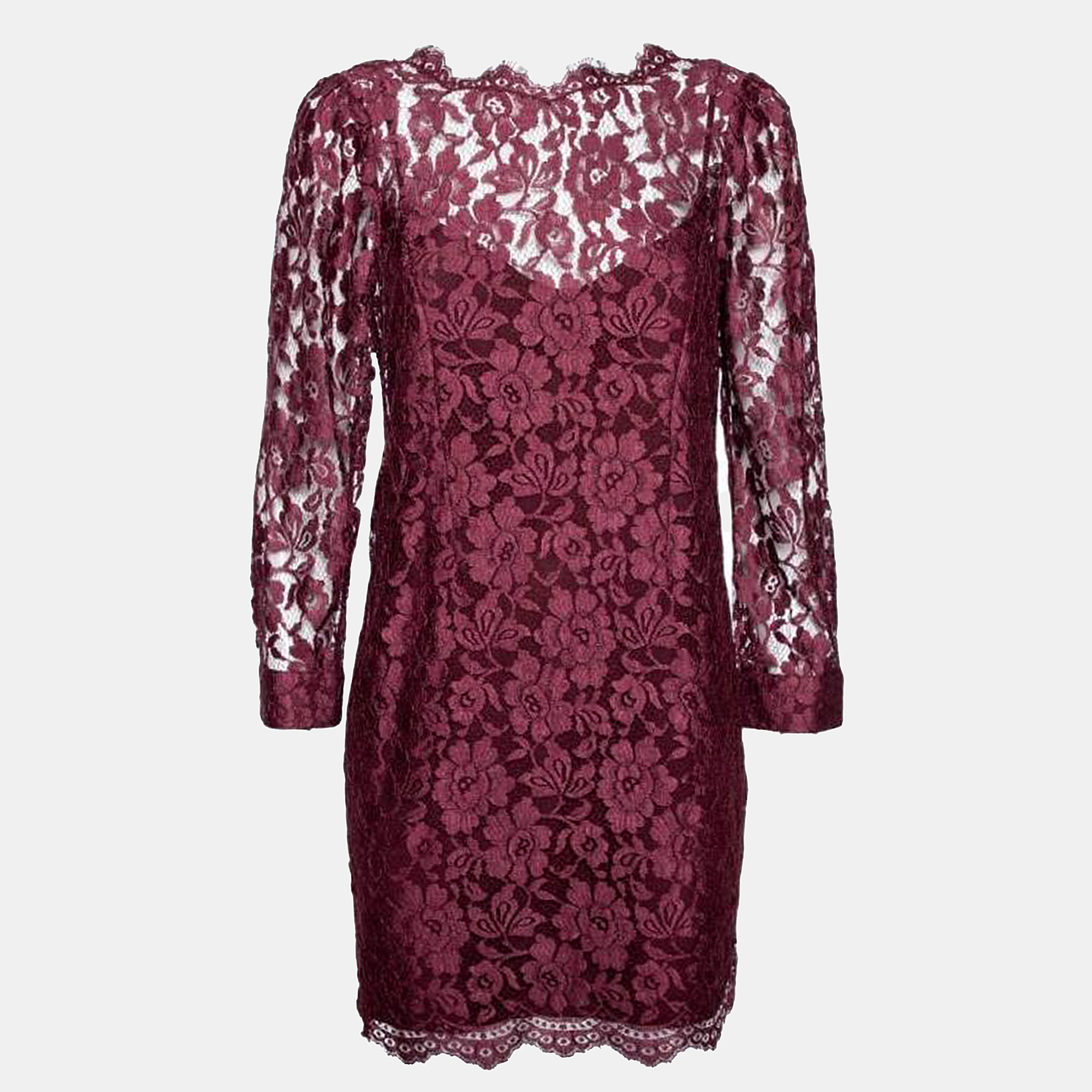 

D&G Burgundy Floral Lace Short Dress M