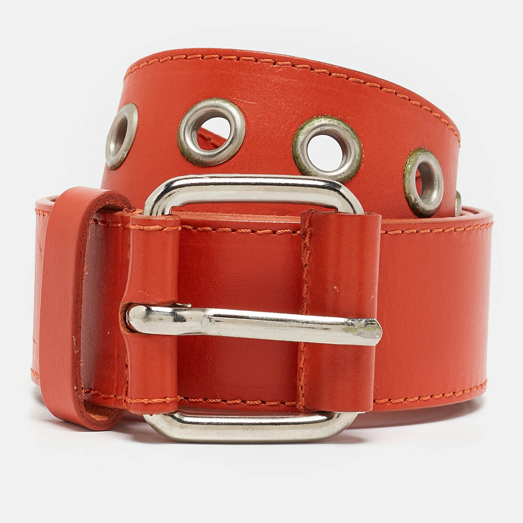 

D&G Orange Leather Buckle Belt