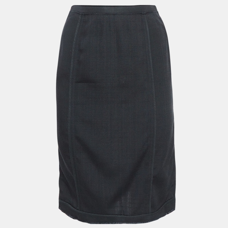 

Dolce & Gabbana Black Crepe Piping Detail Pencil Skirt S