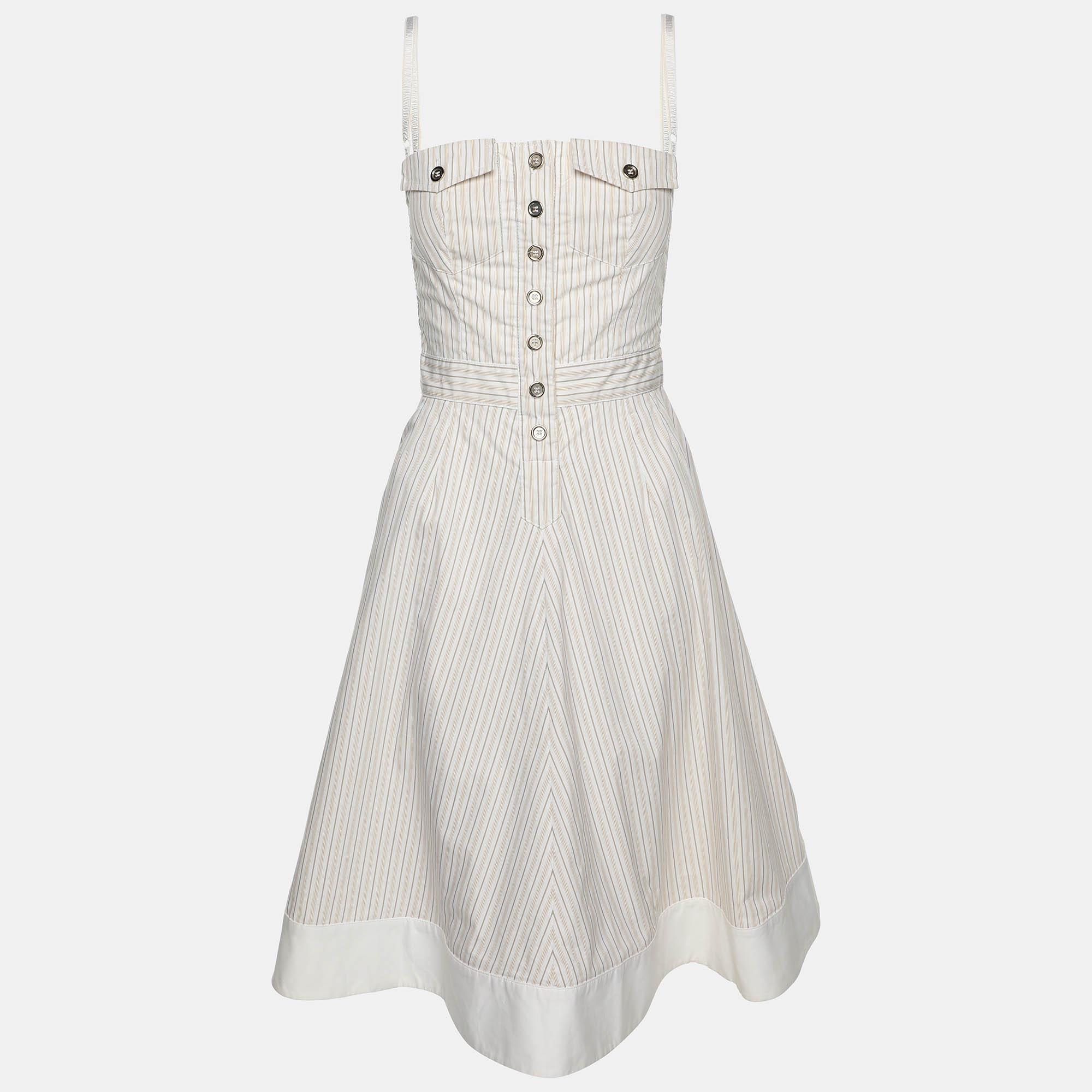 

D&G Cream Striped Cotton Mini Dress S