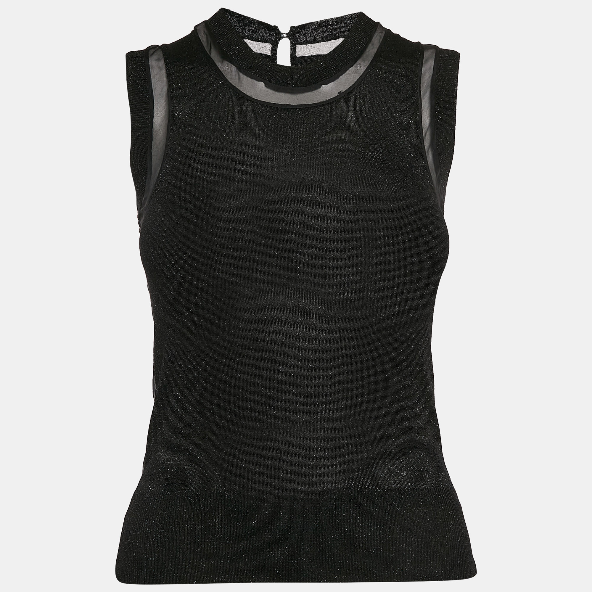 

D&G Black Silk and Lurex Knit Sleeveless Top S