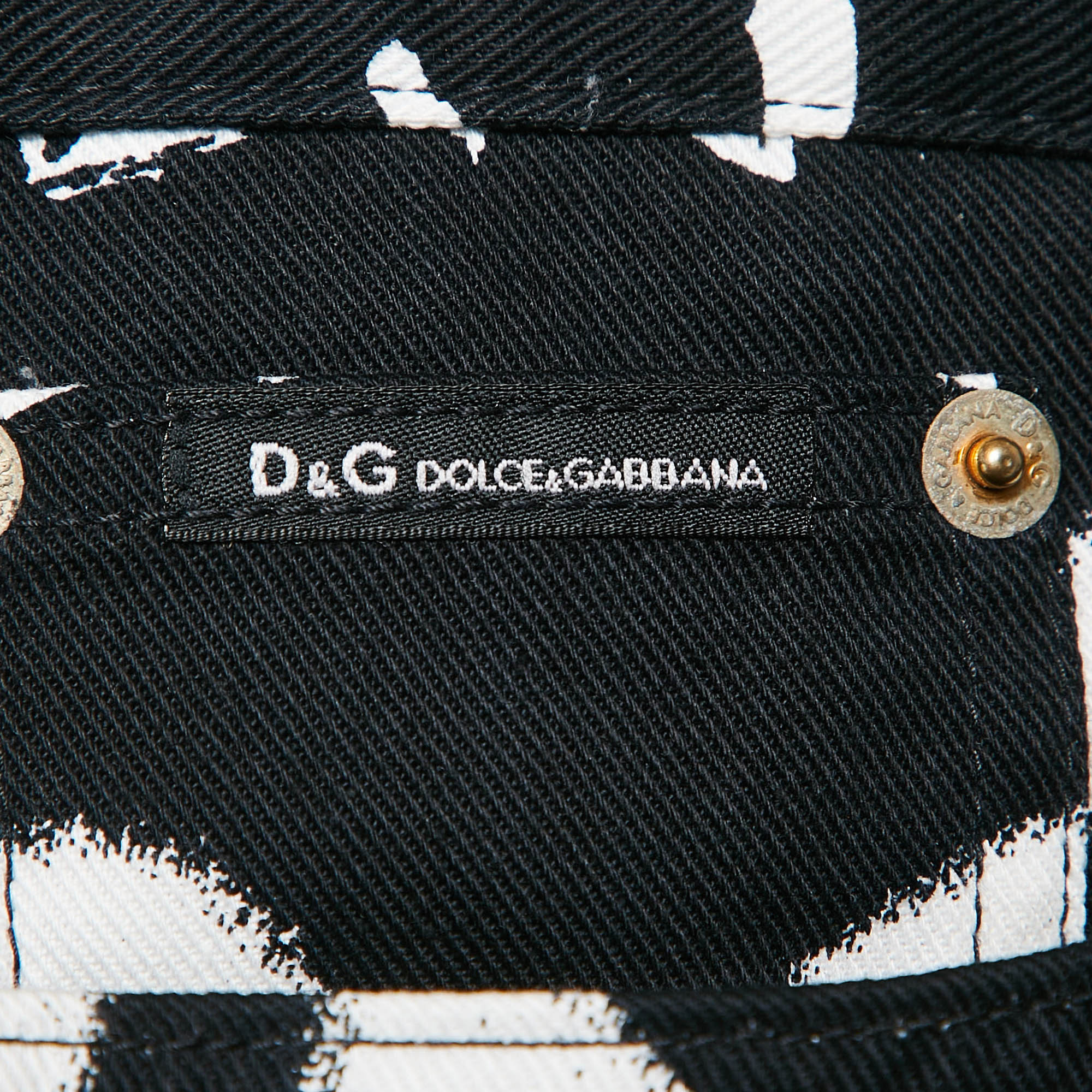 D&G Black Logo Print Denim Flared Jeans M Waist 28