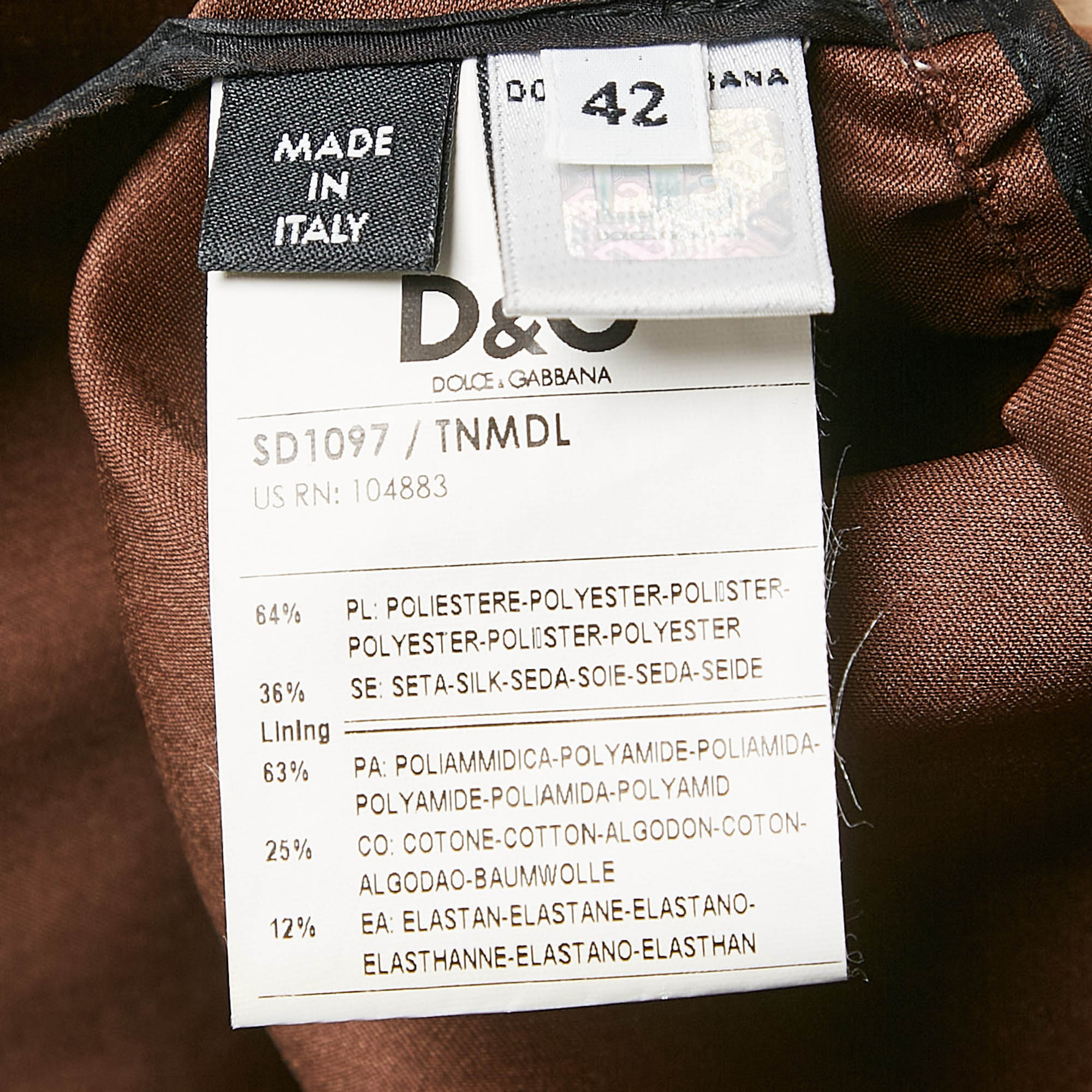 D&G Brown Satin Pleated Detail Mini Dress M 
