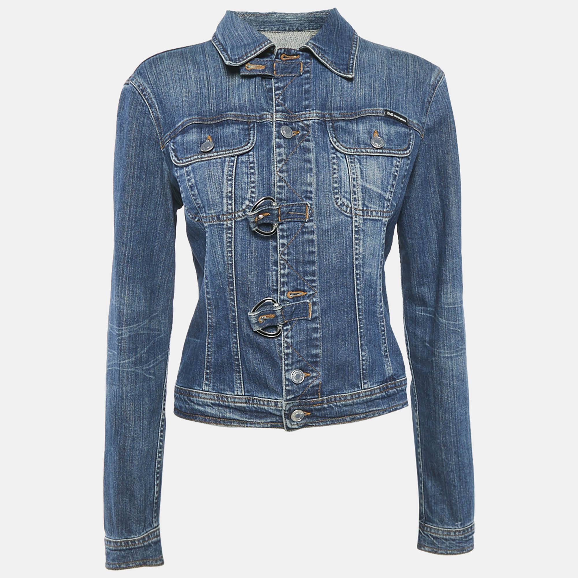 

D&G Blue Denim Button Front Buckle Detail Jacket M