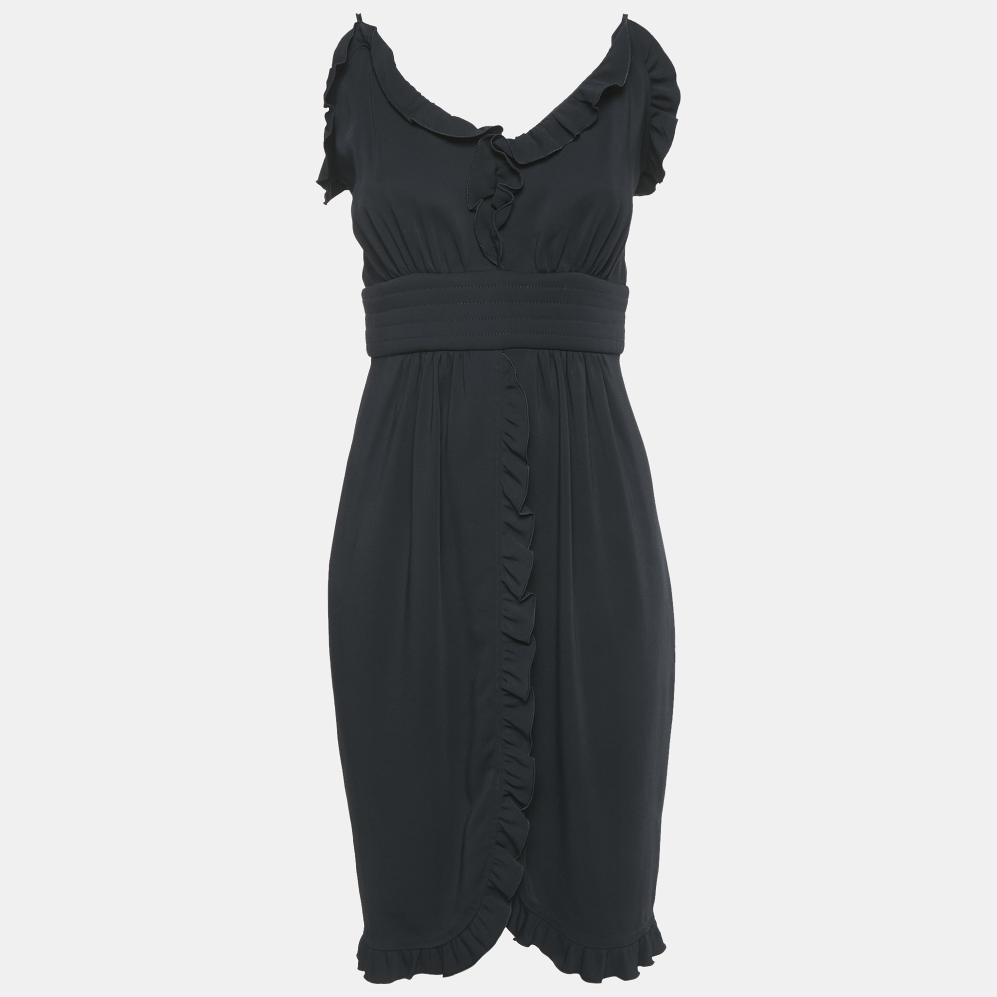 

D&G Black Crepe Ruffled Sleeveless Short Dress M