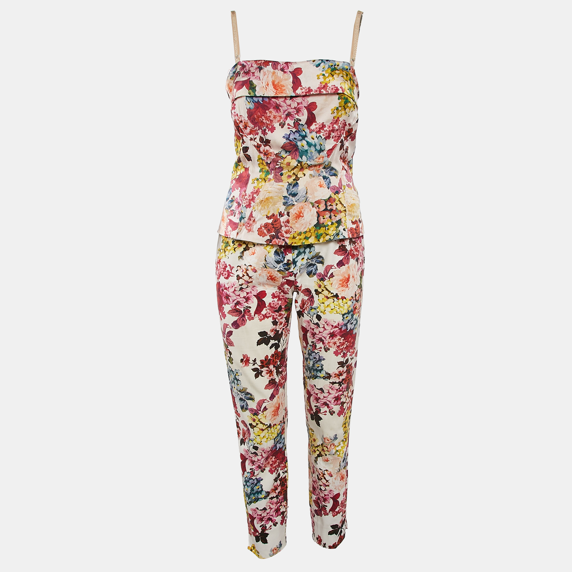 

Dolce & Gabbana Multicolor Floral Print Cotton/Silk Top and Pants Set M