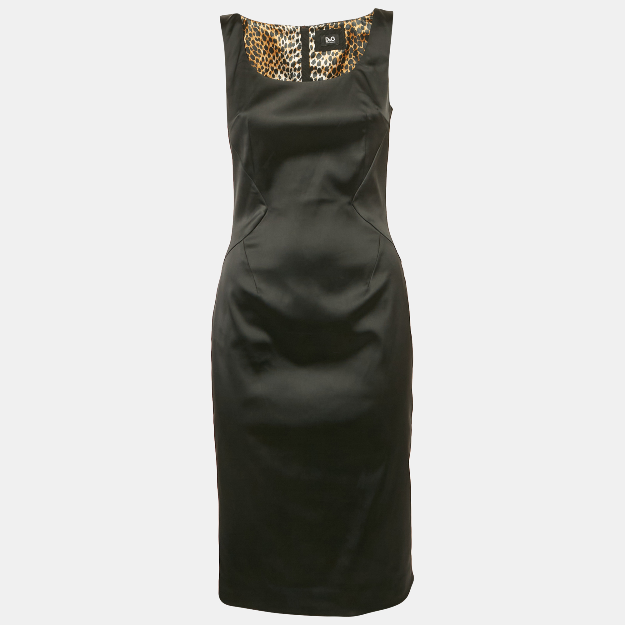 

D&G Black Satin Sleeveless Sheath Dress M