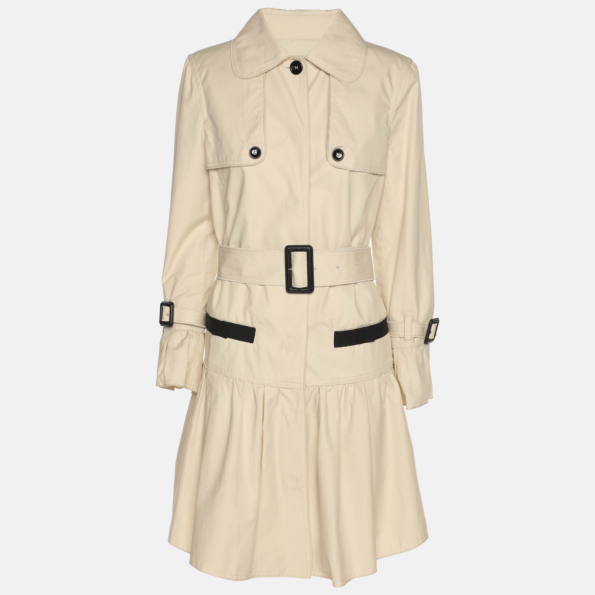Pre-owned D & G Beige Gabardine Belted Trench Coat M In Sand