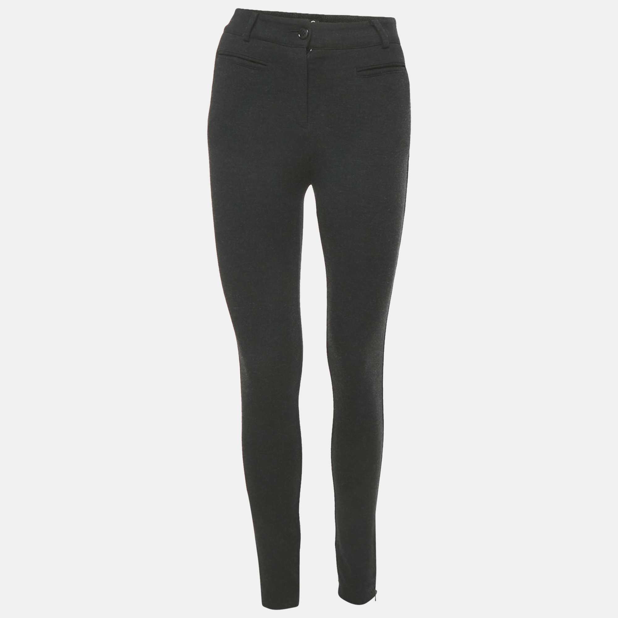 Pre-owned D & G Black Viscose Blend Stretch Slim Fit Trousers S